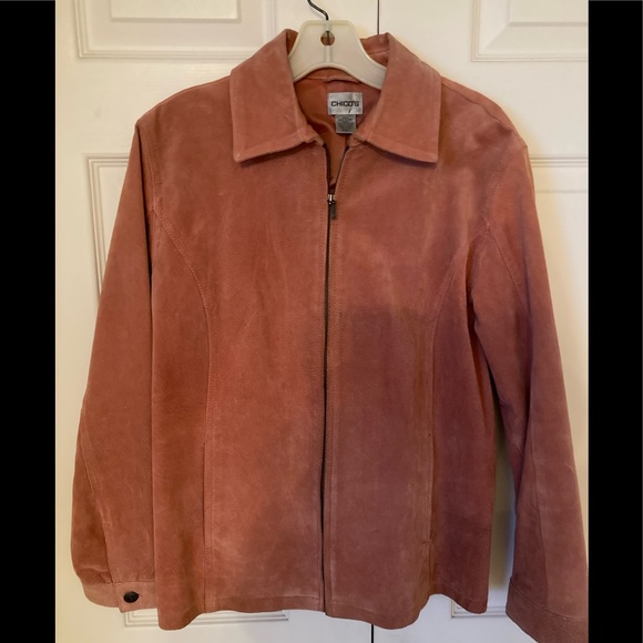 Chicos Dusty Pink Leather Jacket Size 